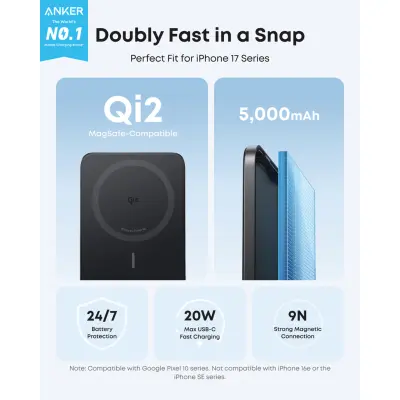 Powerbank wireless ANKER NANO MagGo slim 15W ricarica - Immagine 3