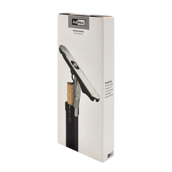 Cavatappi PUSH PULL in acciaio inox con stampa del tuo logo - Immagine 2