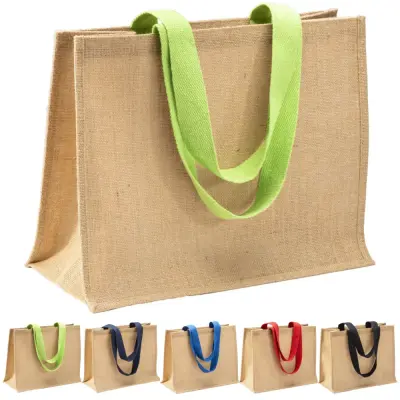 Borsa in juta manici lunghi colorati e soffietto