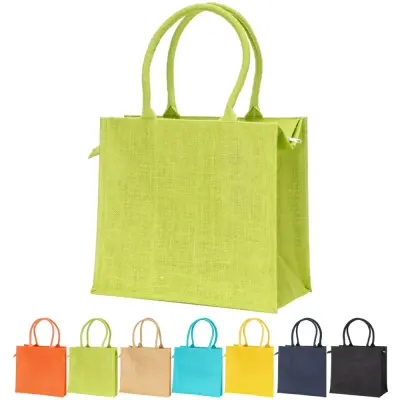 Borsa in juta con manici in cotone chiusura a zip FANO