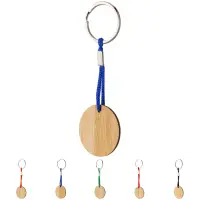 Portachiavi in bambù con cordino e anello in metallo