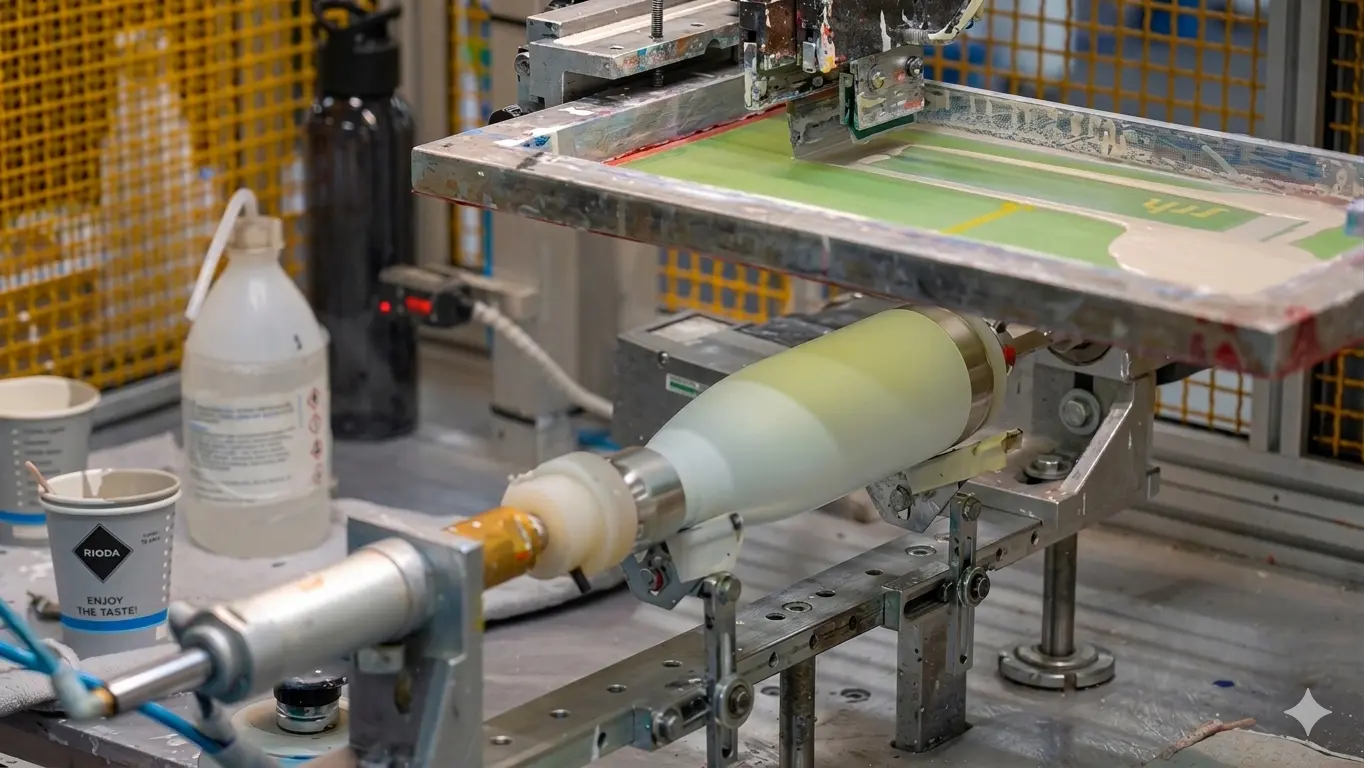 Serigrafia circolare su una borraccia