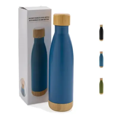 Vacuum stainless steel bottle with bamboo lid and - Immagine 1
